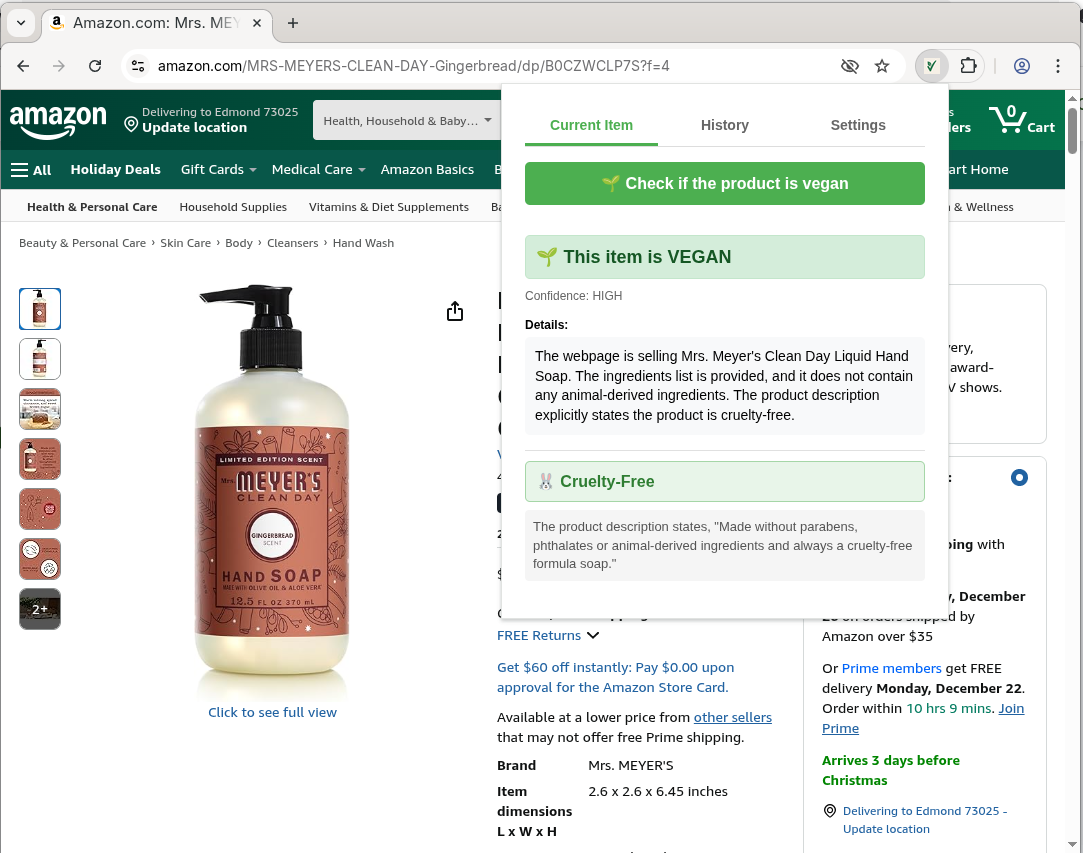 Cruelty-Free Analysis Feature Screenshot